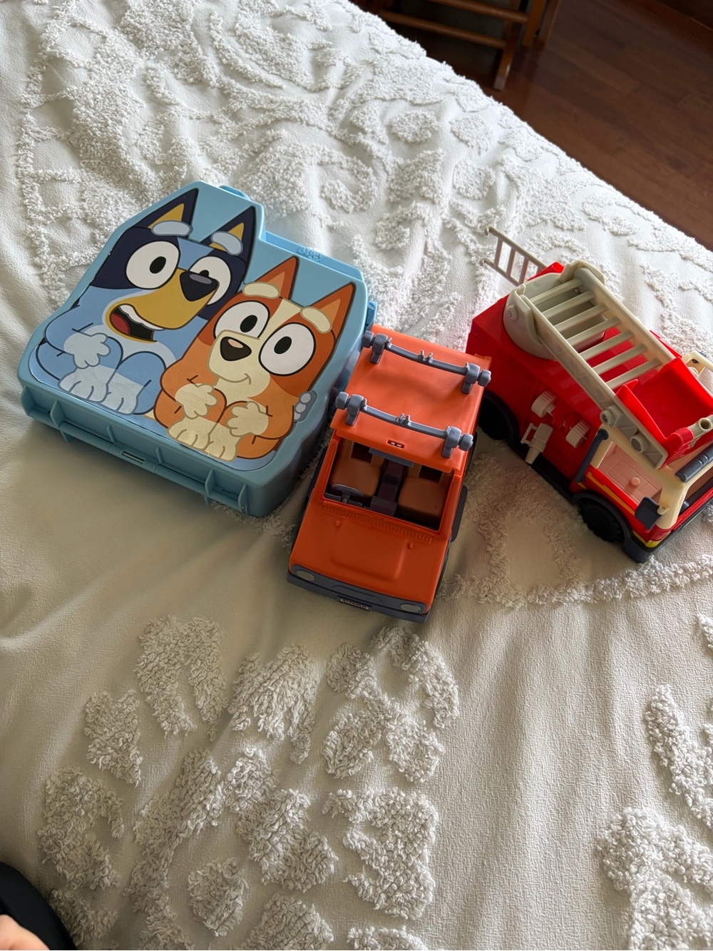 Bluey Case Car Fire Truck and Figure Toy Lot